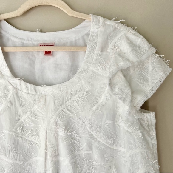 Great for Holiday Event ❄️🥂 Persifor White Embroidered Fringe Leaf Clare Dress - Picture 7 of 12